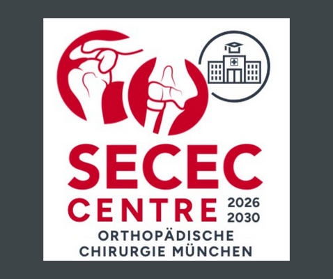 SECEC Logo in roter Schrift auf weißem Grund für die Orthopädische Chirurgie München