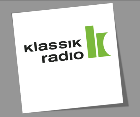 Logo Klassik Radio, schwarze Schrift, grünes Symbol