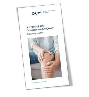 Titelbild Patientenflyer Arthroskopie am Knie, männliches Knie